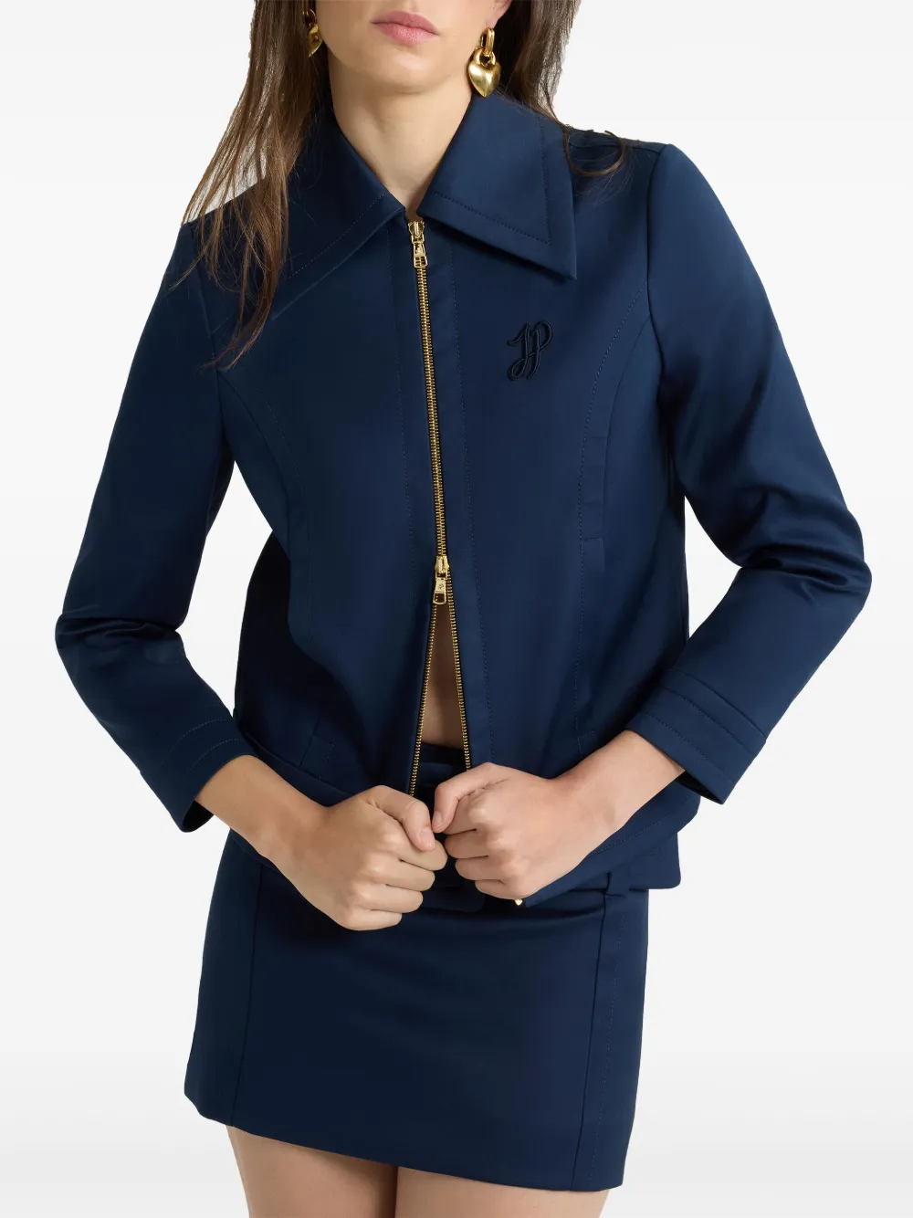 Patou Cropped twill jack met rits Blauw