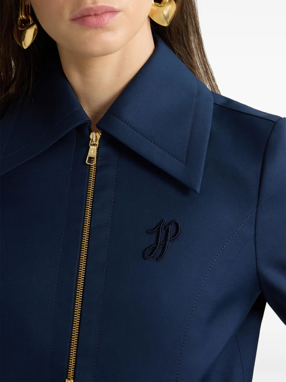 Patou Cropped twill jack met rits Blauw