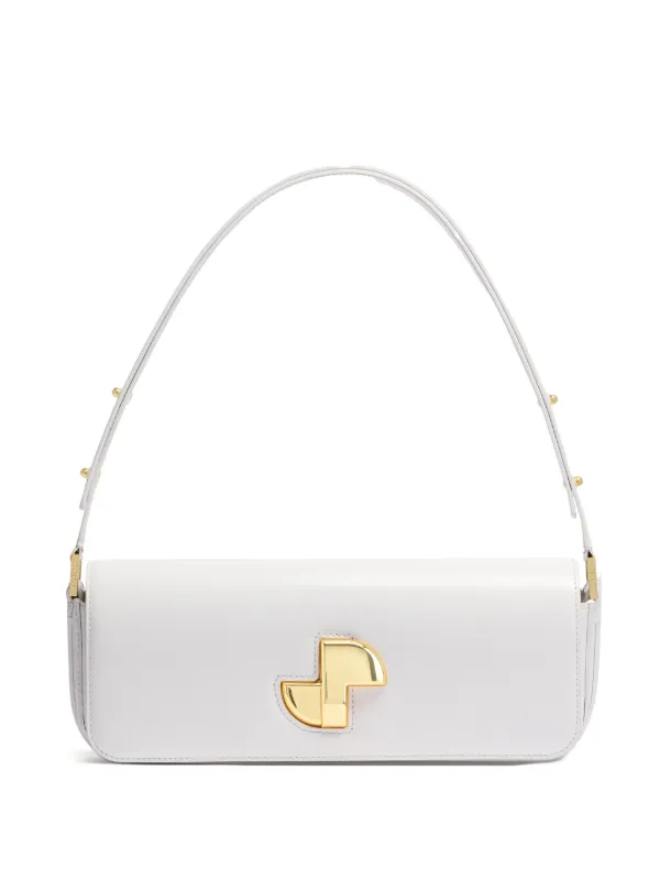 Patou Le Lock Leather Shoulder Bag in White