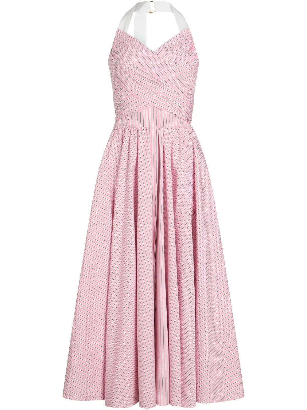 striped halterneck maxi dress