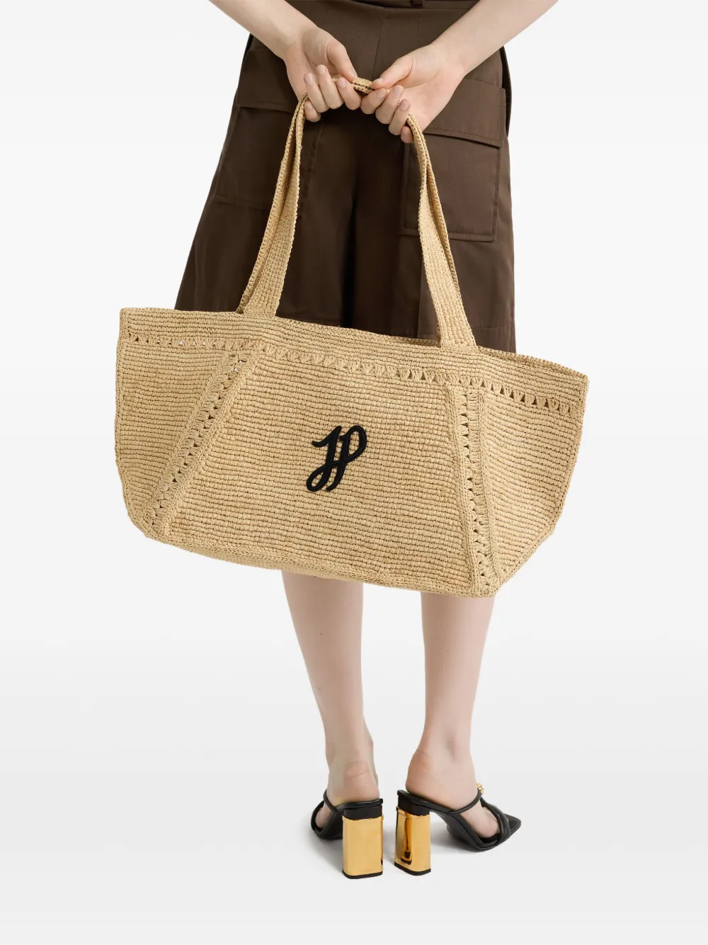 Patou Grote trapeze shopper met JP-monogram - Beige