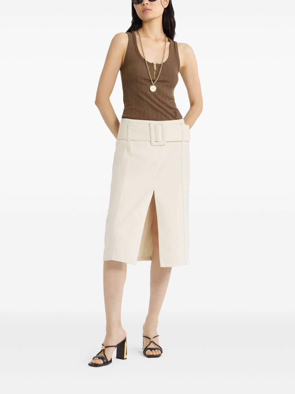 Patou belted midi skirt - Beige