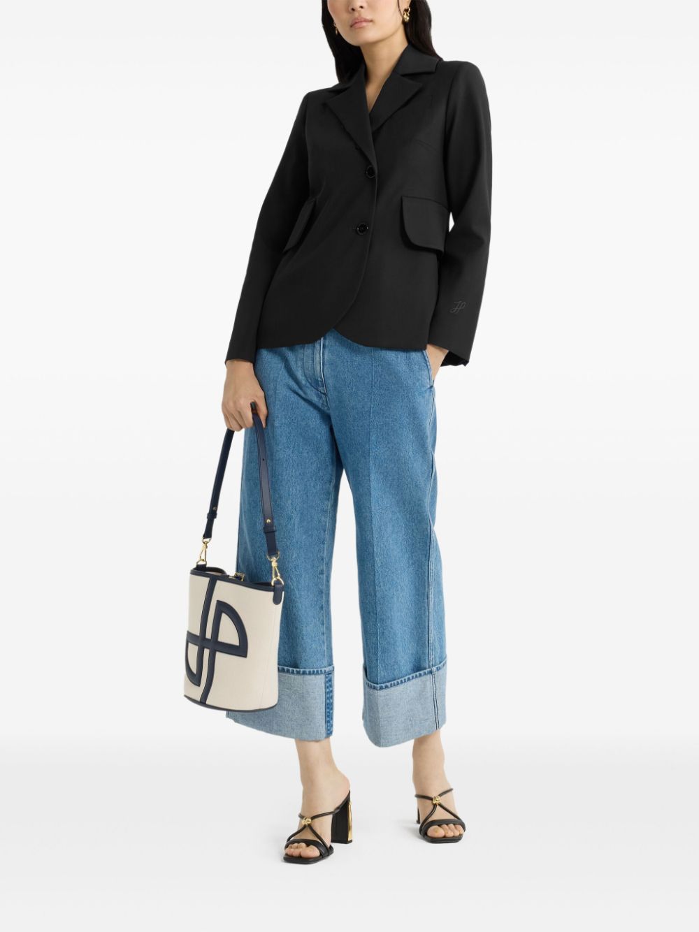 Patou belted twill blazer - Zwart