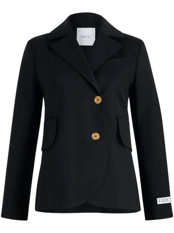 Patou Belted Twill Blazer in Black