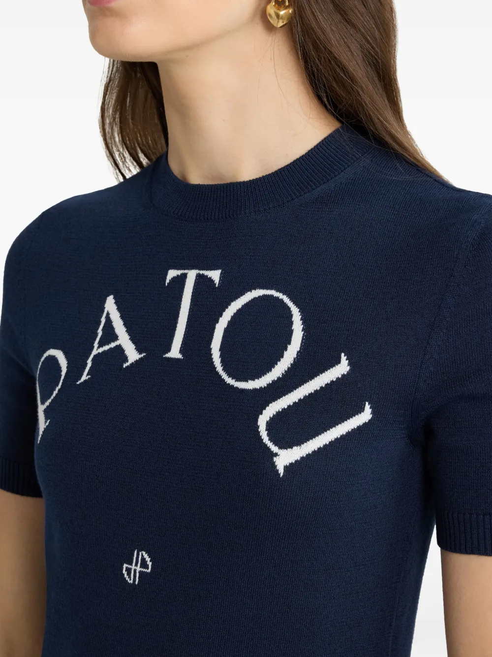Patou T-shirt met logo-jacquard Zwart