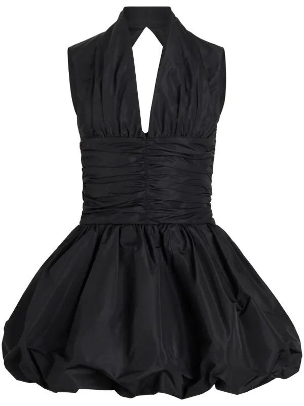 knee length dresses for ladies Long-Sleeve Bubble Hem Mini Dress in Black - 4 main image 1