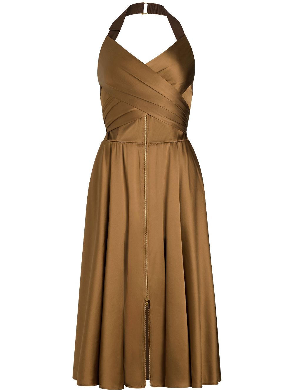 Patou front zip-fastened halter neck dress - Brown