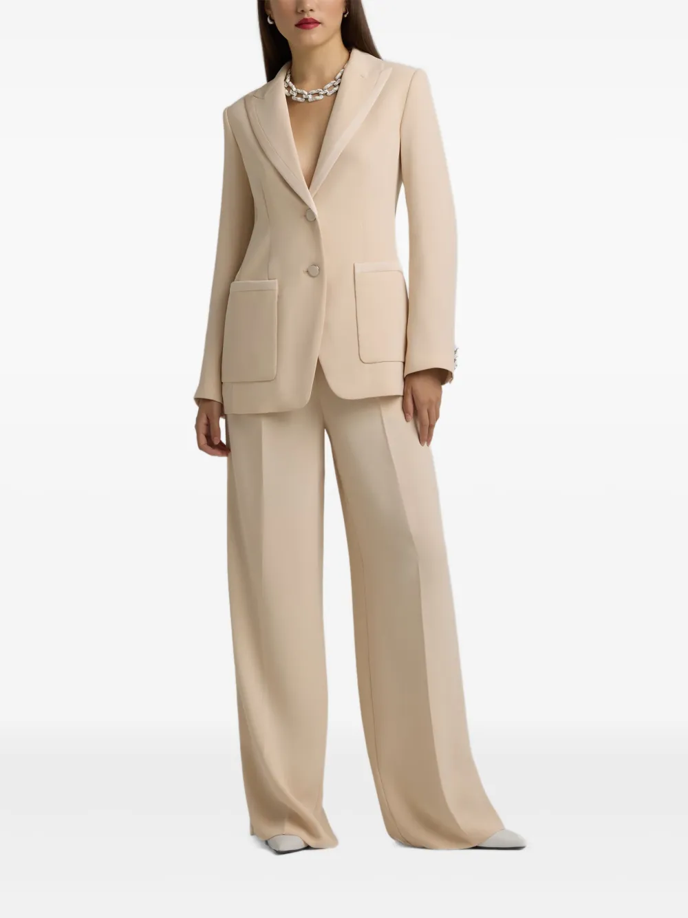 St. John Crêpe blazer met satijnen rug - Beige