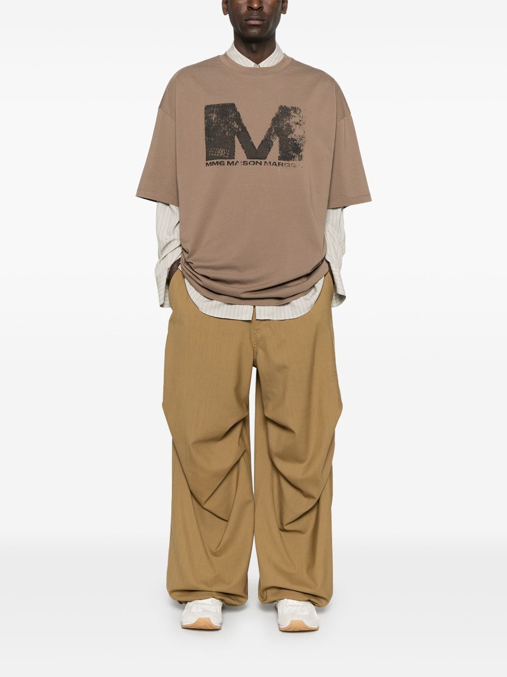 MM6 Maison Margiela logo-print T-shirt - Bruin