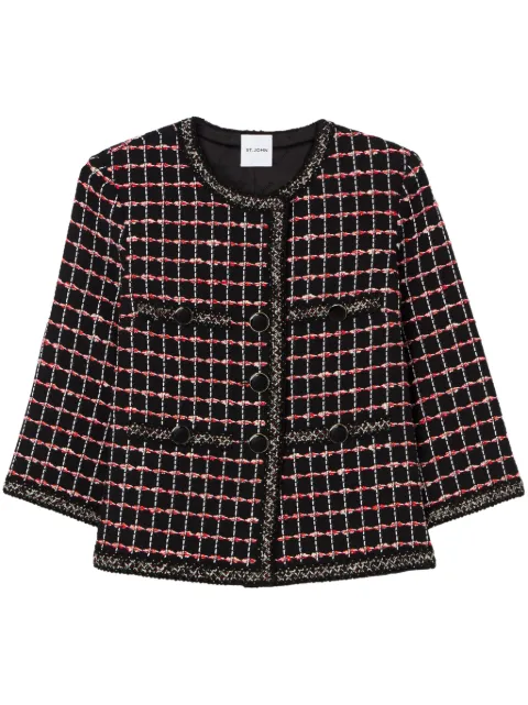 St. John chamarra de tweed con motivo de cuadros