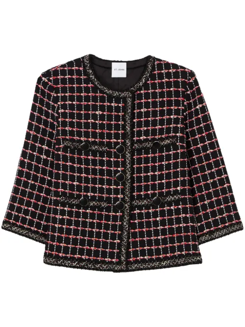 Veste en tweed à carreaux - St. John - Modalova