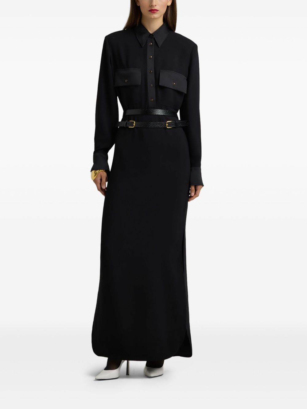 ST JOHN LONG-SLEEVED MAXI DRESS