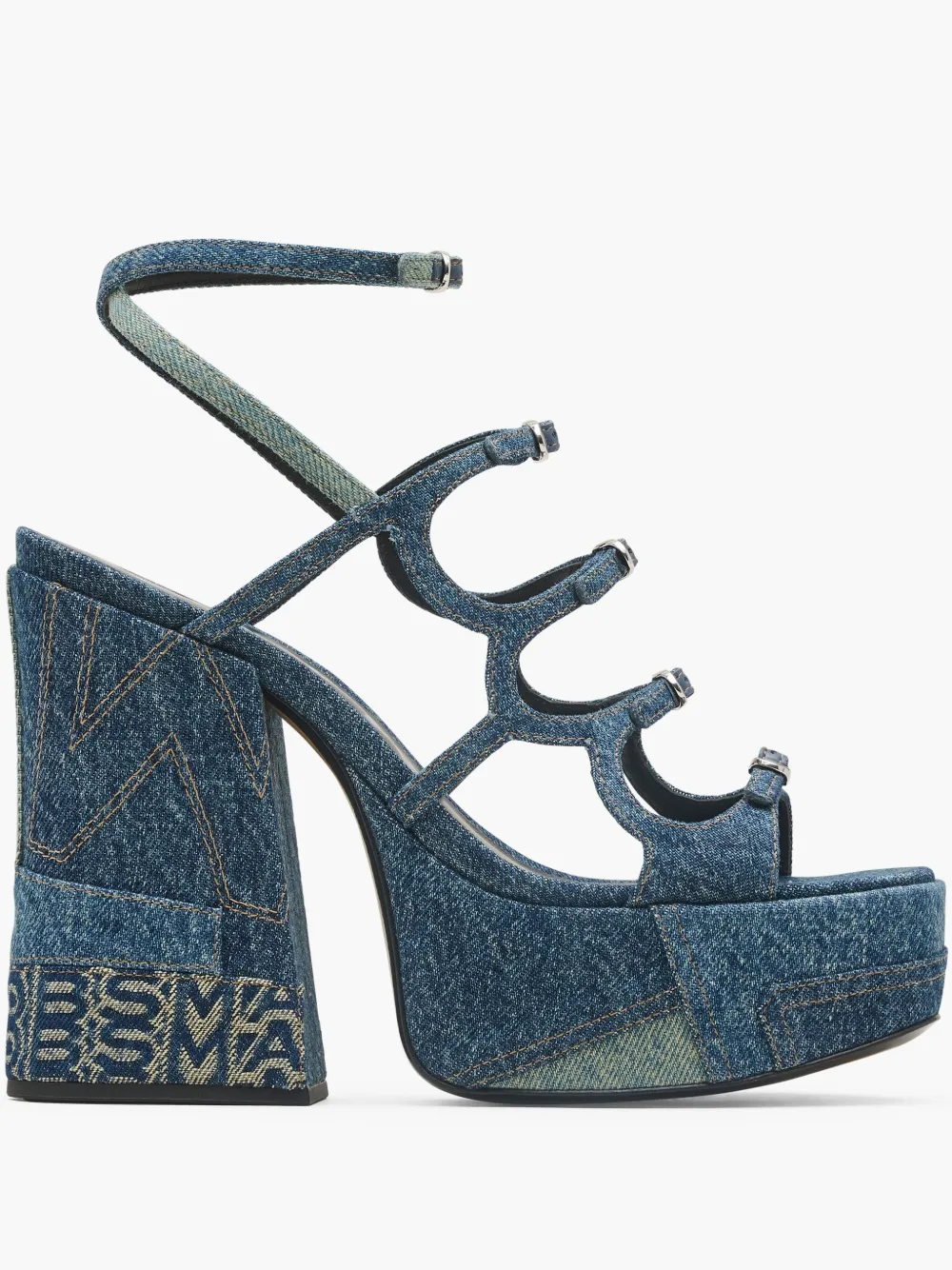 Marc Jacobs Kiki 125 Deconstructed Denim Platform Sandals In Multi