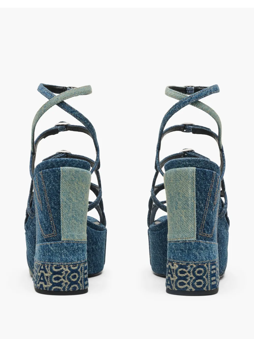 Marc Jacobs Kiki 125 Deconstructed Denim Platform Sandals In Multi
