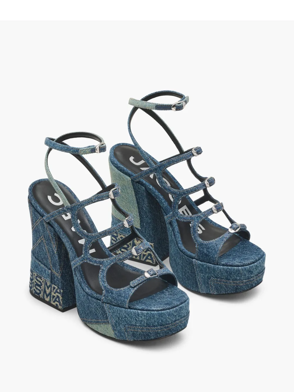 Marc Jacobs Kiki 125 Deconstructed Denim Platform Sandals In Multi