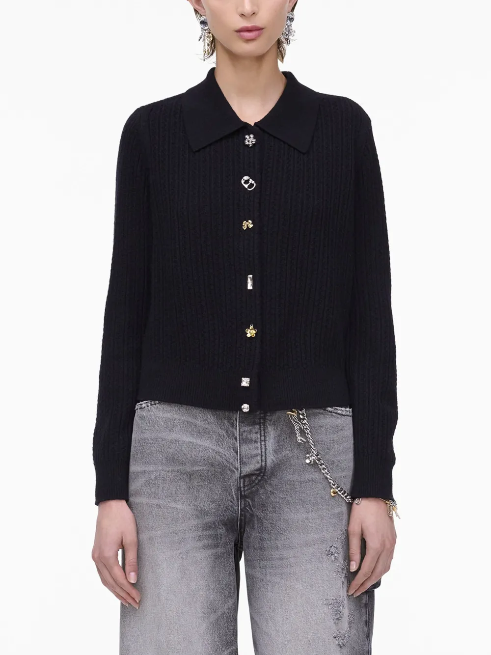 Marc Jacobs Ribbed Cardigan In Black
