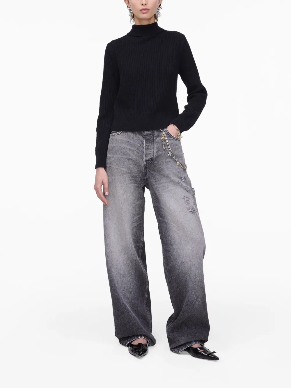 Marc Jacobs Ribbed Cardigan In Black