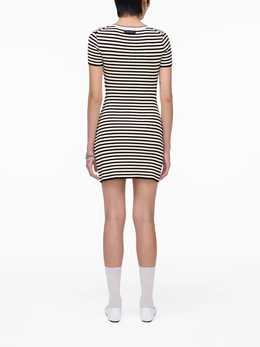 Marc Jacobs Womens Seamed-up Stripe Knitted Mini Dress Black And White In Weiss
