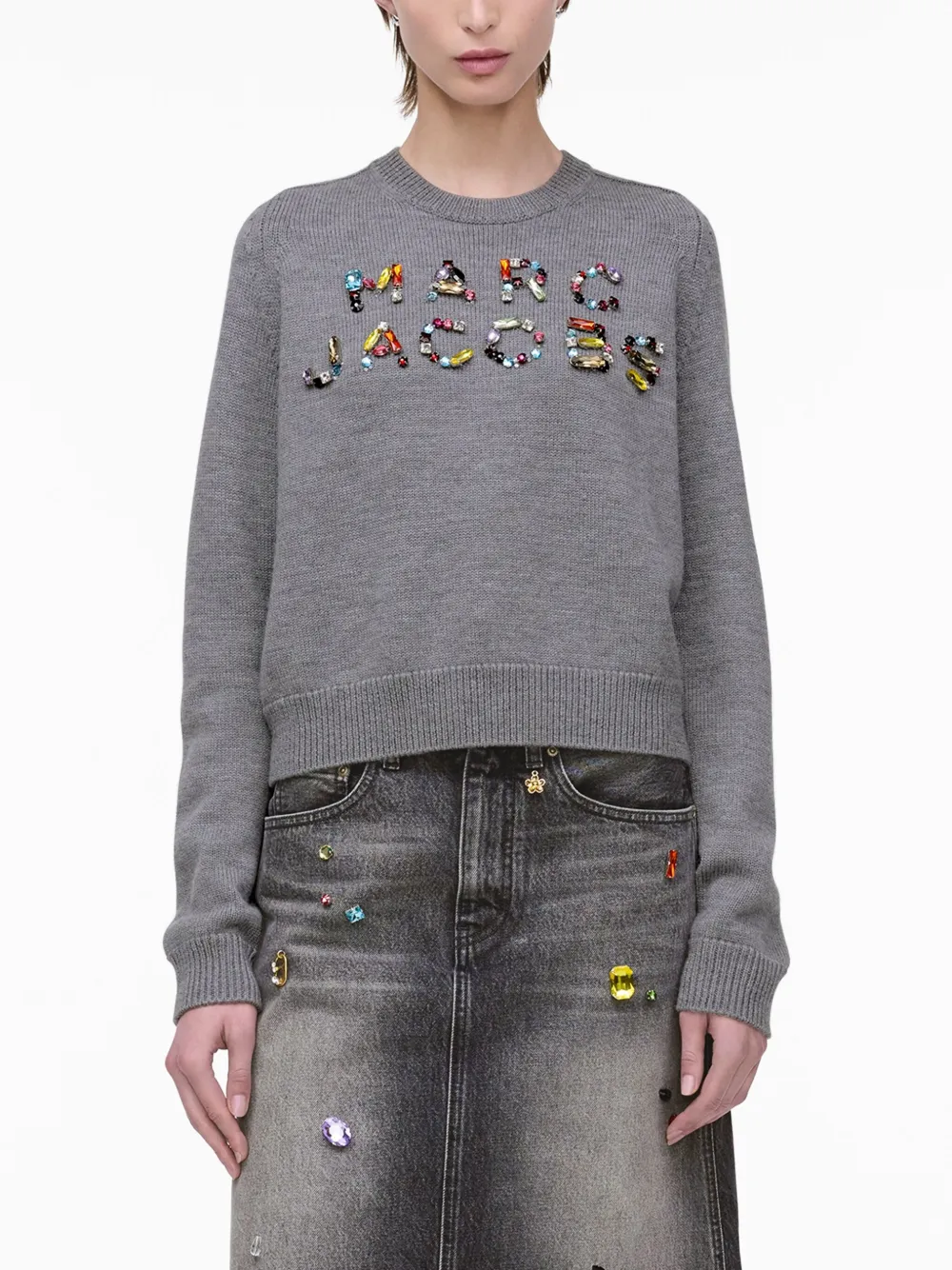 Marc Jacobs Logo-embellished Jumper In Grey
