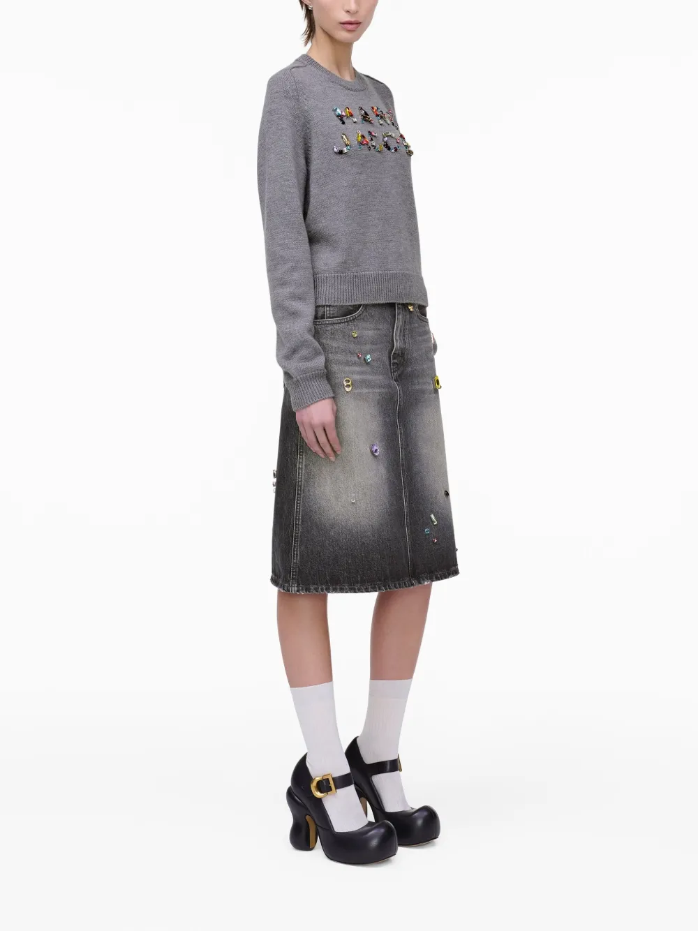 Marc Jacobs Logo-embellished Jumper In Grey