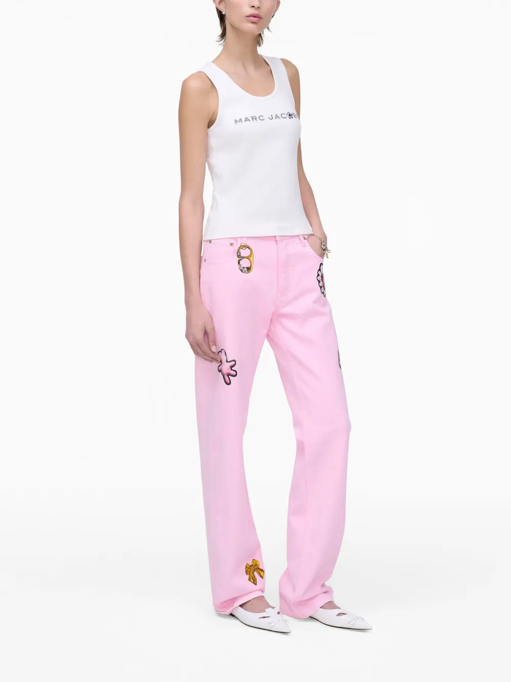 Marc Jacobs White Tank Top With Embroidered Logo In White