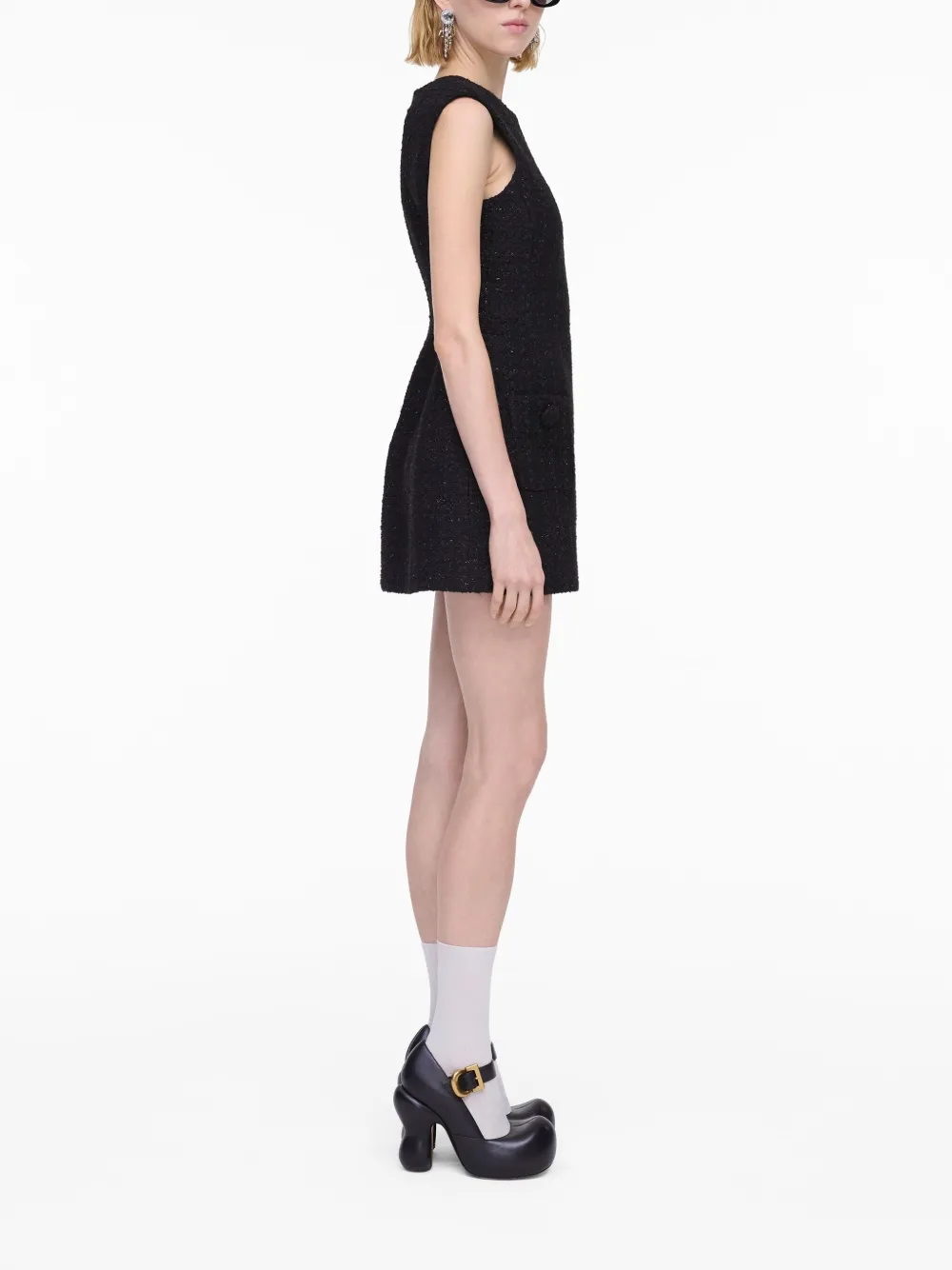 Marc Jacobs Sleeveless Tweed Mini Dress In Black