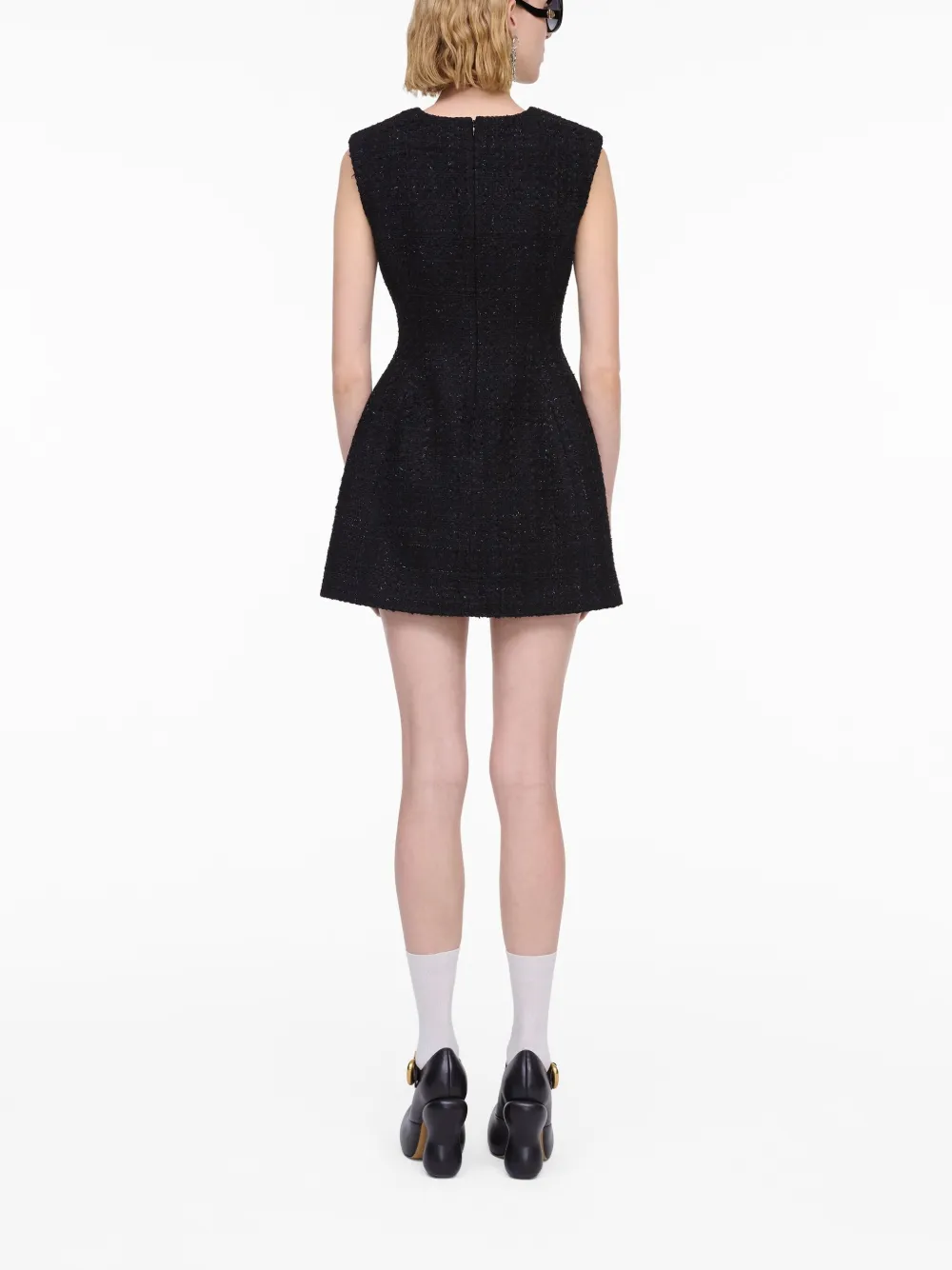 Marc Jacobs Sleeveless Tweed Mini Dress In Black