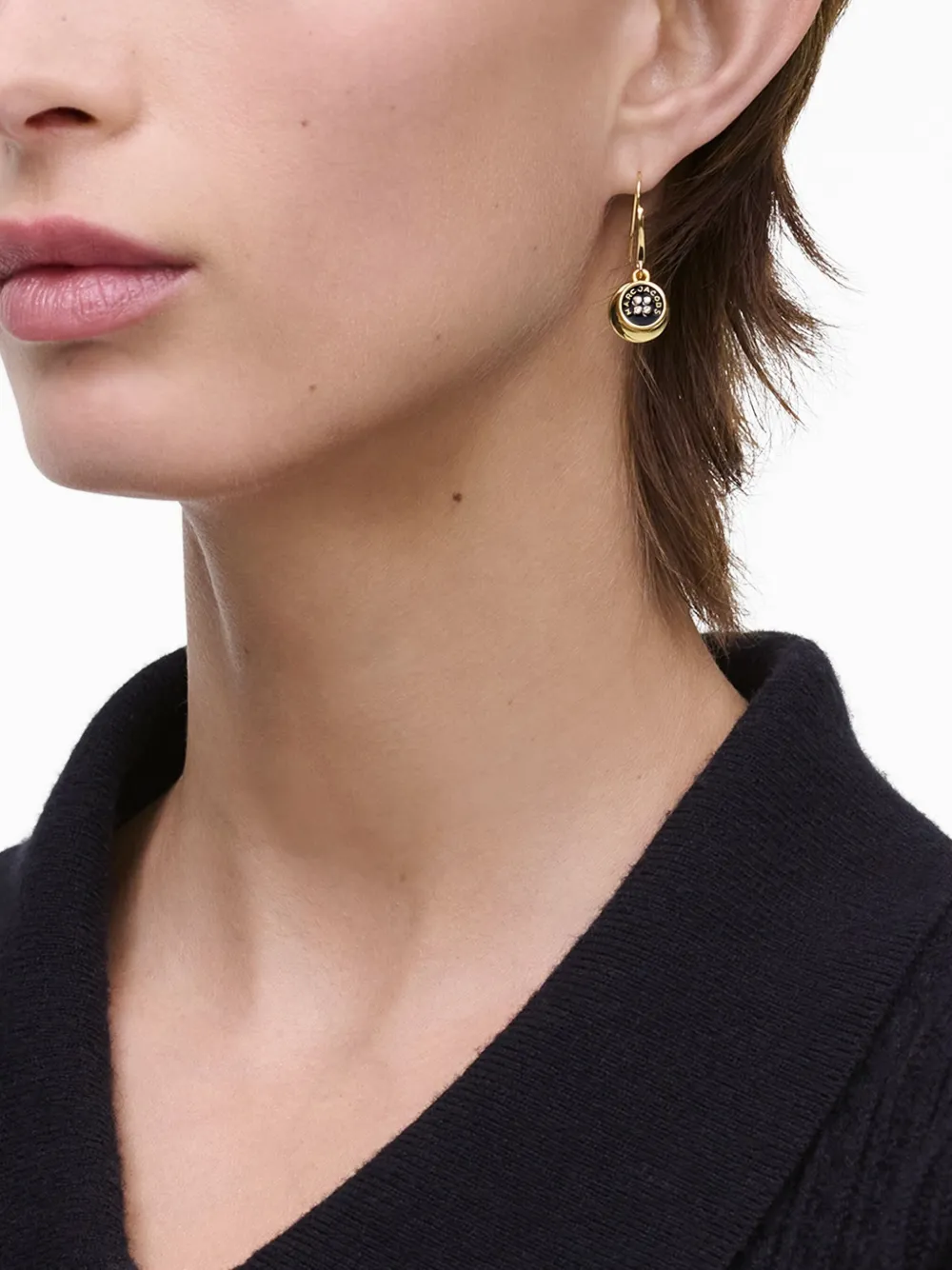 Marc Jacobs Button Drop Earrings In Gold