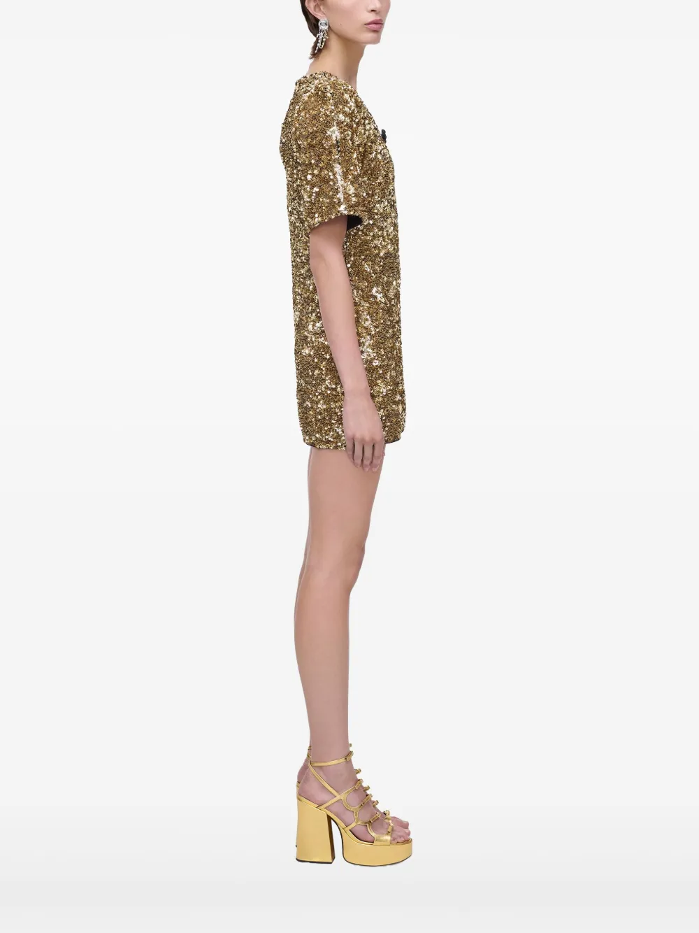 ワンピース MARC JACOBS Woman Dress Gold 2S5RDR001K14 710 Sequin V-Neck Knit Dress | Marc Jacobs | Official Site