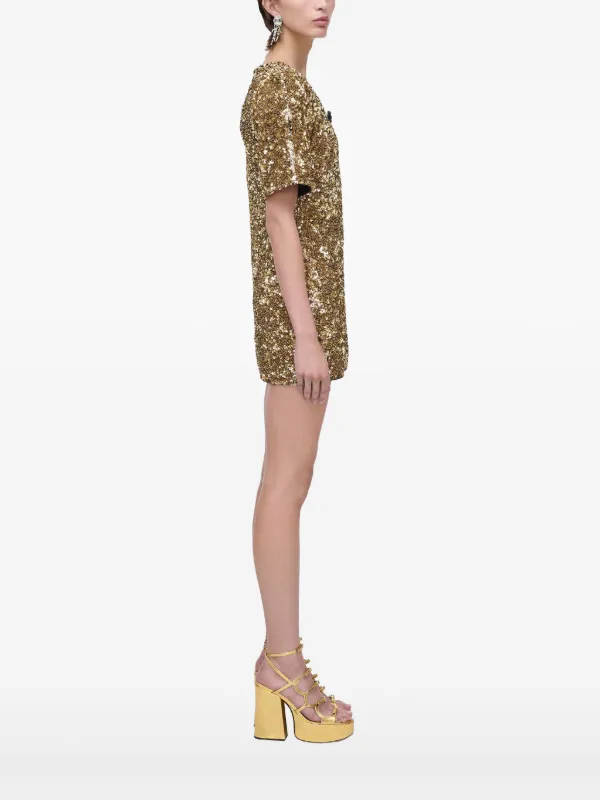 ワンピースその他 Marc Jacobs Gold mini dress with sequins Marc Jacobs V-Neck Sequin Knit Mini Dress - Bergdorf Goodman