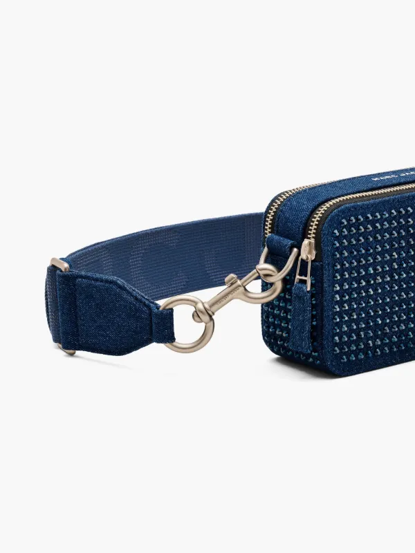 Marc Jacobs The Crystal Denim Snapshot Crossbody Bag | Blue | FARFETCH