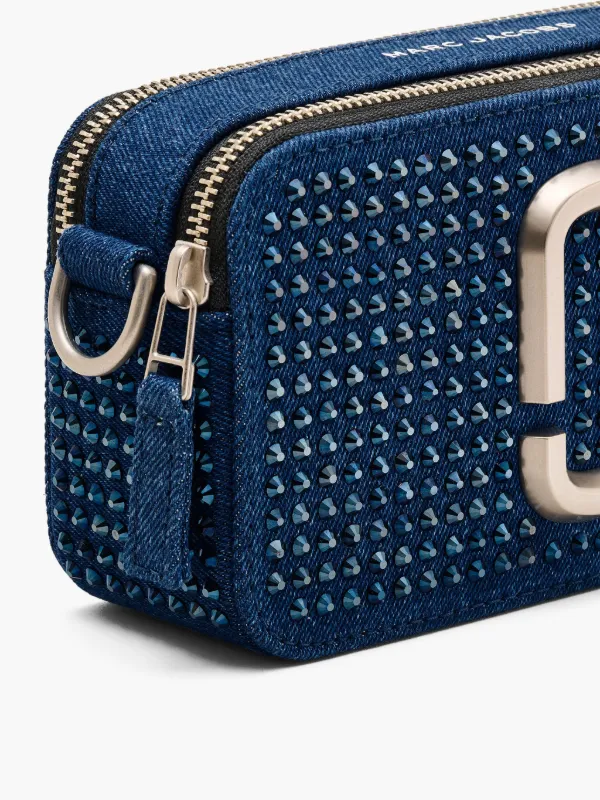 MARC JACOBS ショルダーバッグ ブルー ラメ Marc Jacobs The Crystal Denim Snapshot Crossbody Bag | Blue | FARFETCH