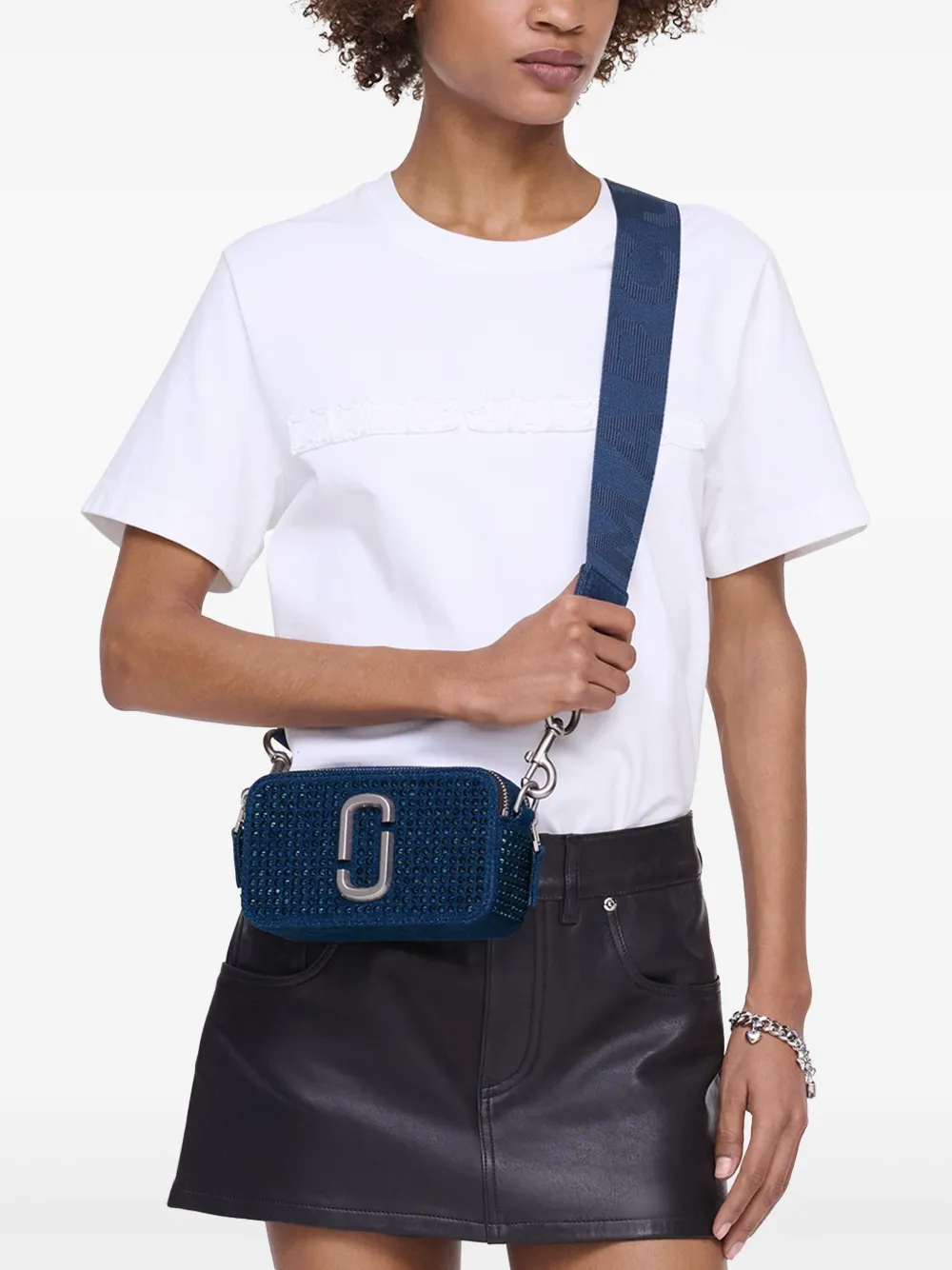 Marc Jacobs The Crystal Denim Snapshot crossbodytas - Blauw