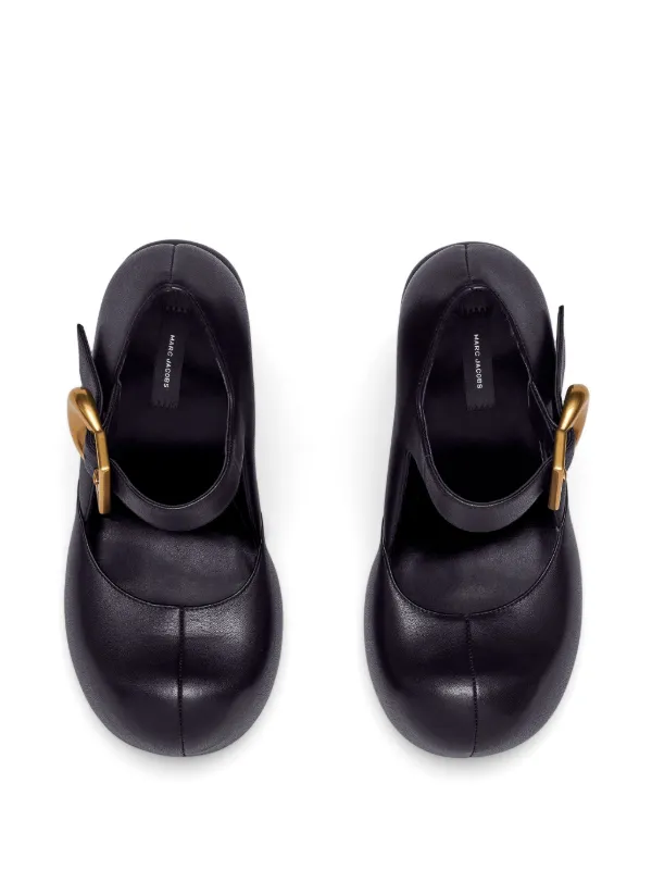 Marc Jacobs-Dolly レザー バックル バレリーナフラットシューズ Marc Jacobs-Dolly レザー バックル バレリーナフラットシューズ
