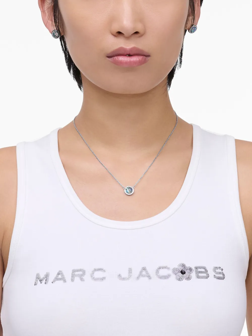 Marc Jacobs Button Necklace In Silver