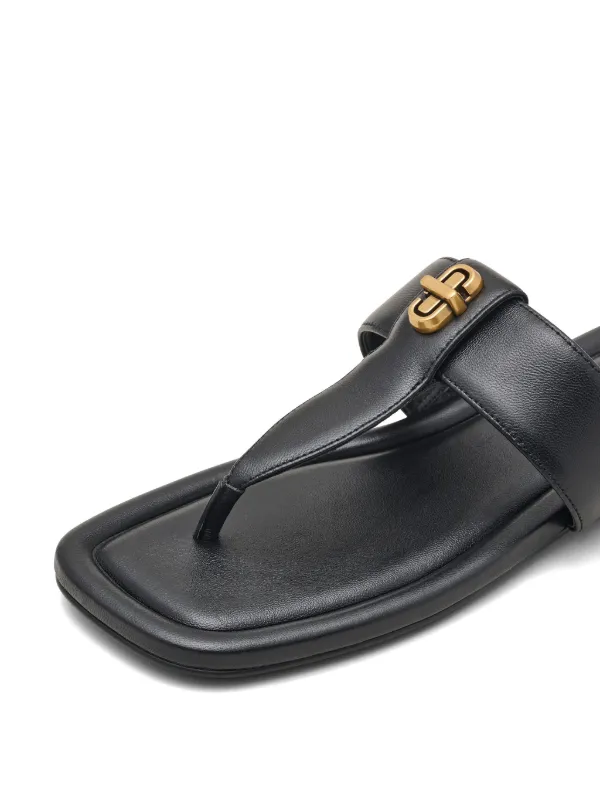 【関税込み】The Dual T Sandals - Marc Jacobs - Leather - Bla Marc Jacobs Dual Leather T Sandals | Saks Fifth Avenue