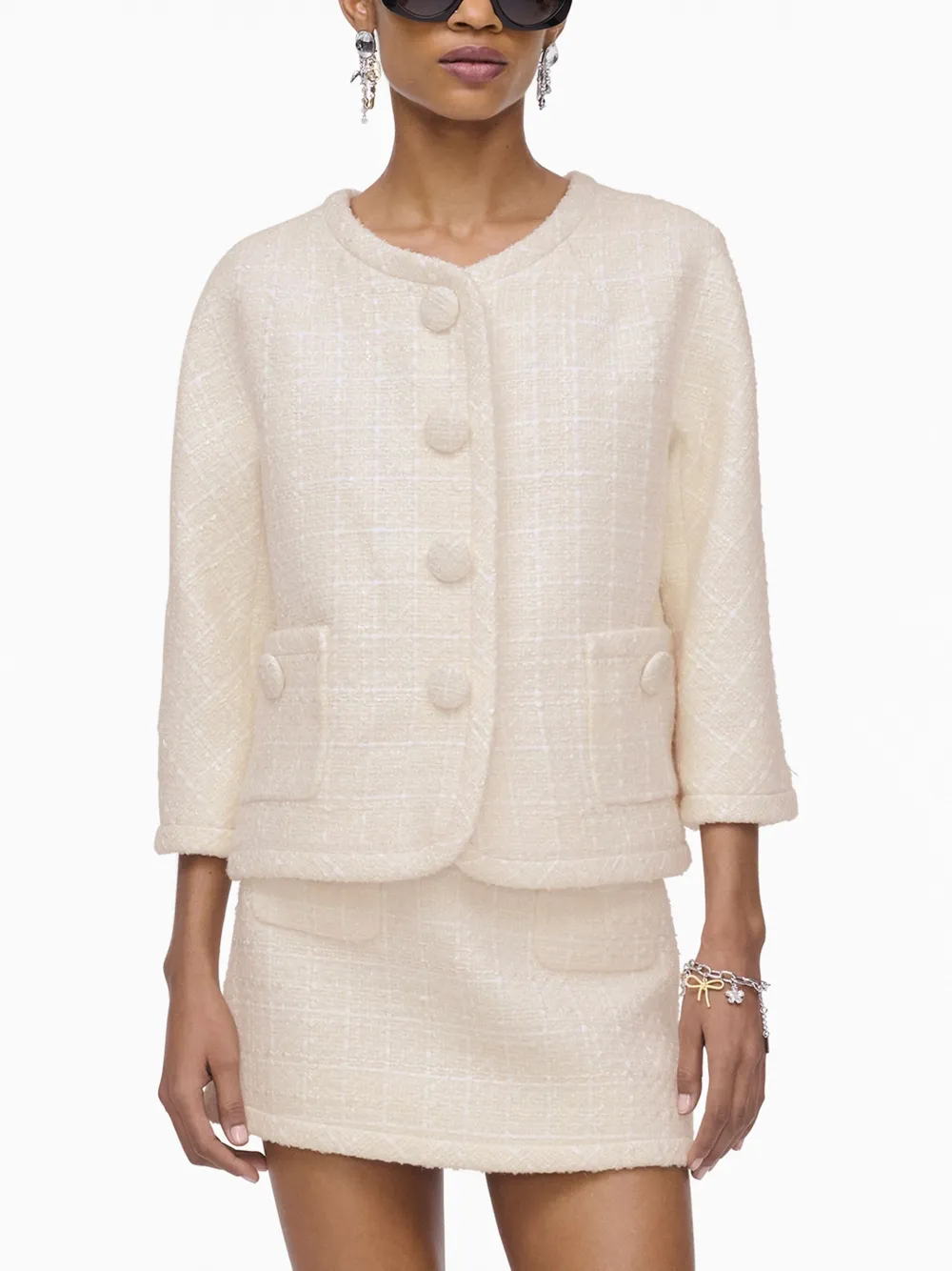 Marc Jacobs The Tweed Backwards Jacket In White