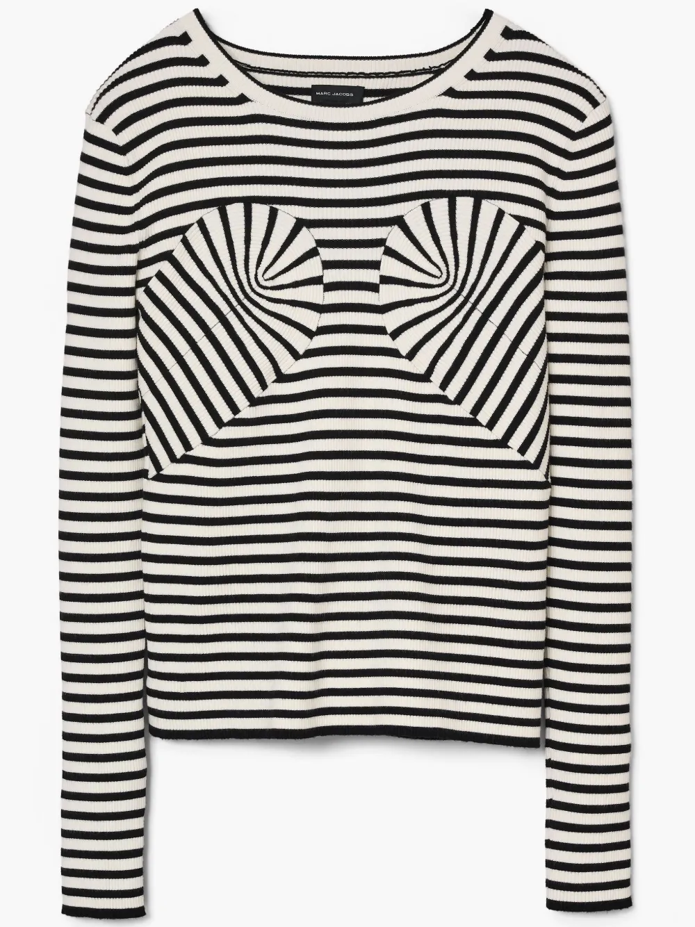 Marc Jacobs Ribbed Striped Round Neck Knitwear In Black