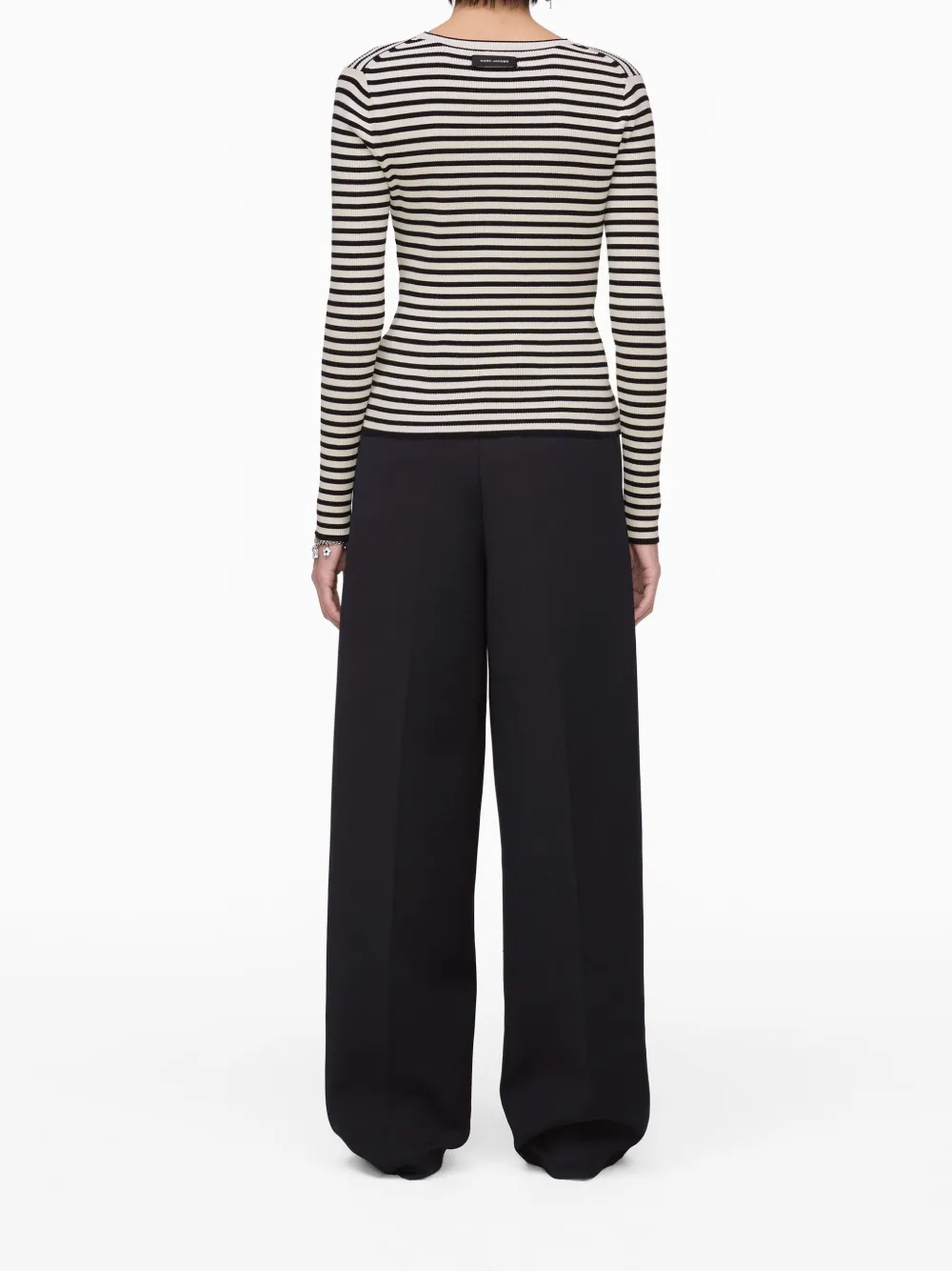 Marc Jacobs Ribbed Striped Round Neck Knitwear In Black