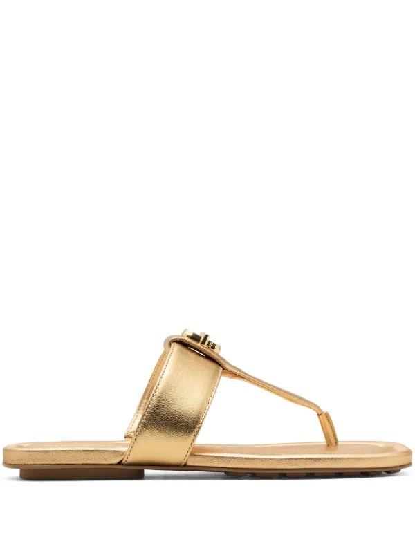 【関税込み】The Dual T Sandals - Marc Jacobs - Leather - Bro Marc Jacobs The Dual T Sandals | Gold | FARFETCH