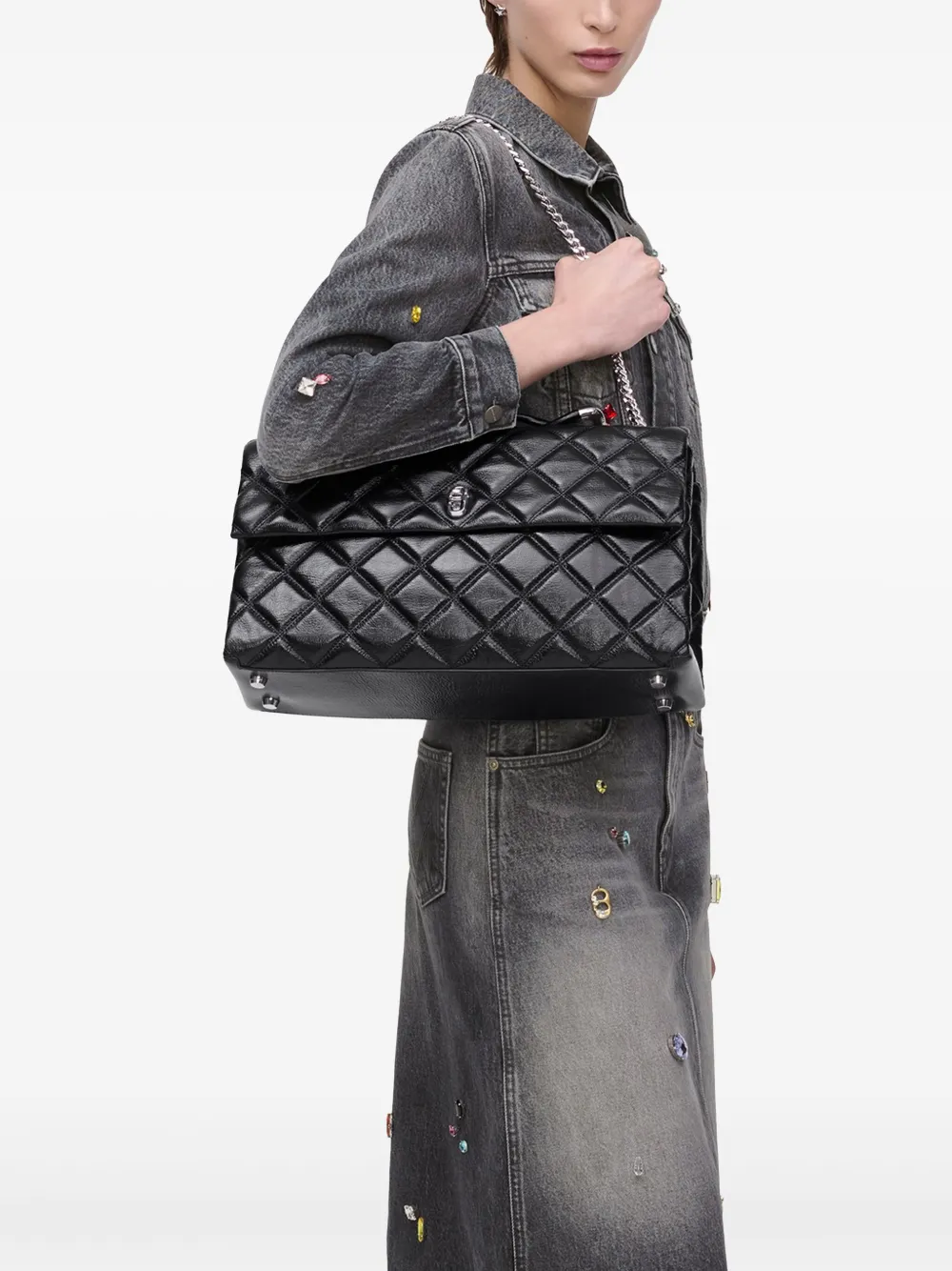 Marc Jacobs The XL Quilted Dual schoudertas Zwart