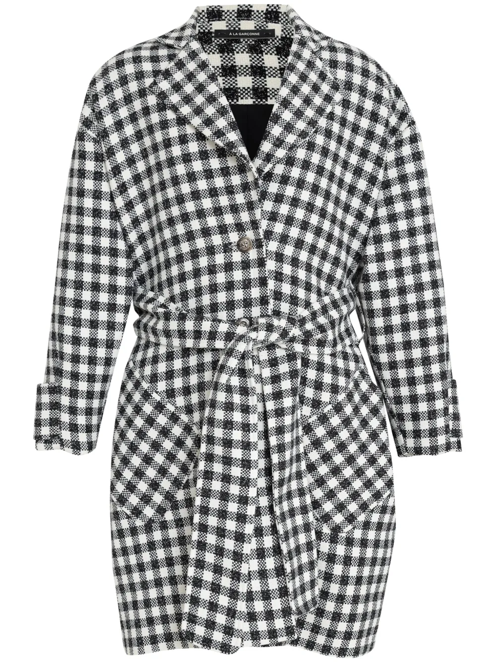 À La Garçonne Casaco xadrez com abotoamento | Preto | Image 1
