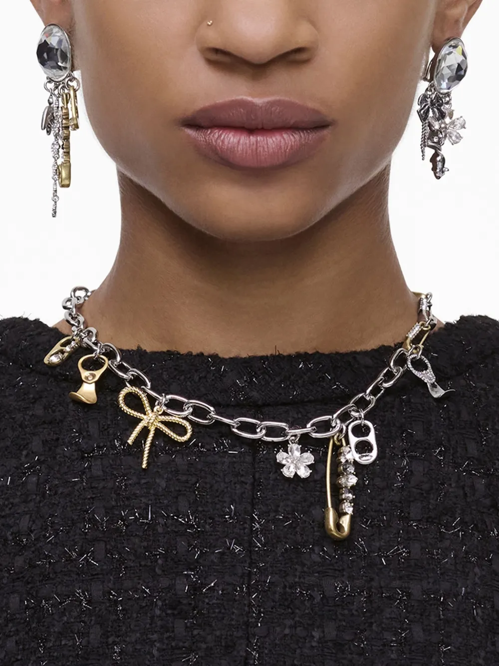 Marc Jacobs Grunge Glam Charm Necklace In Silver