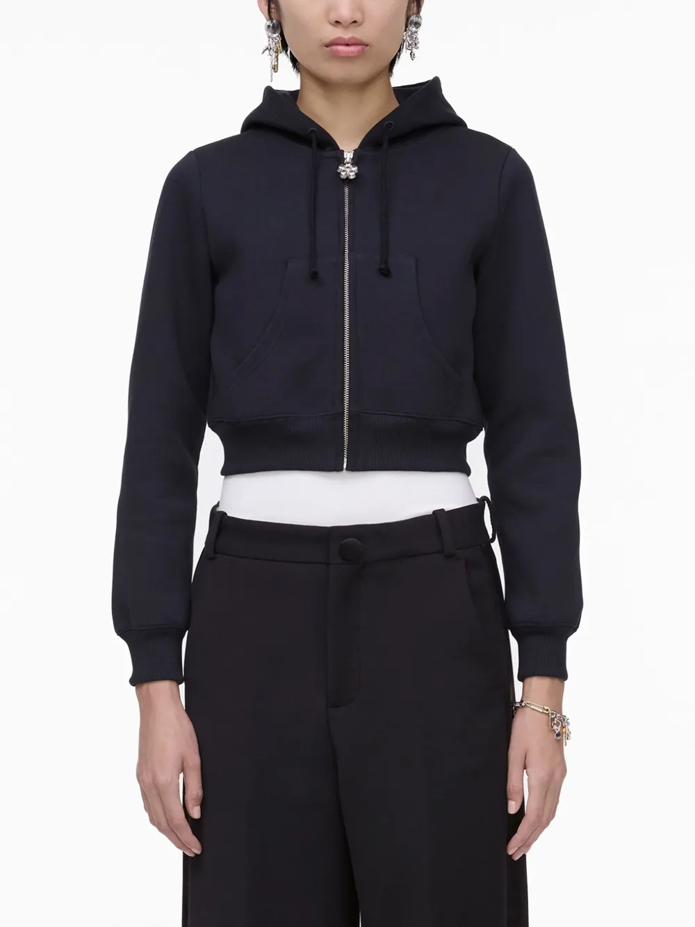 Marc Jacobs Women's Cotton Cropped Hoodie In Black