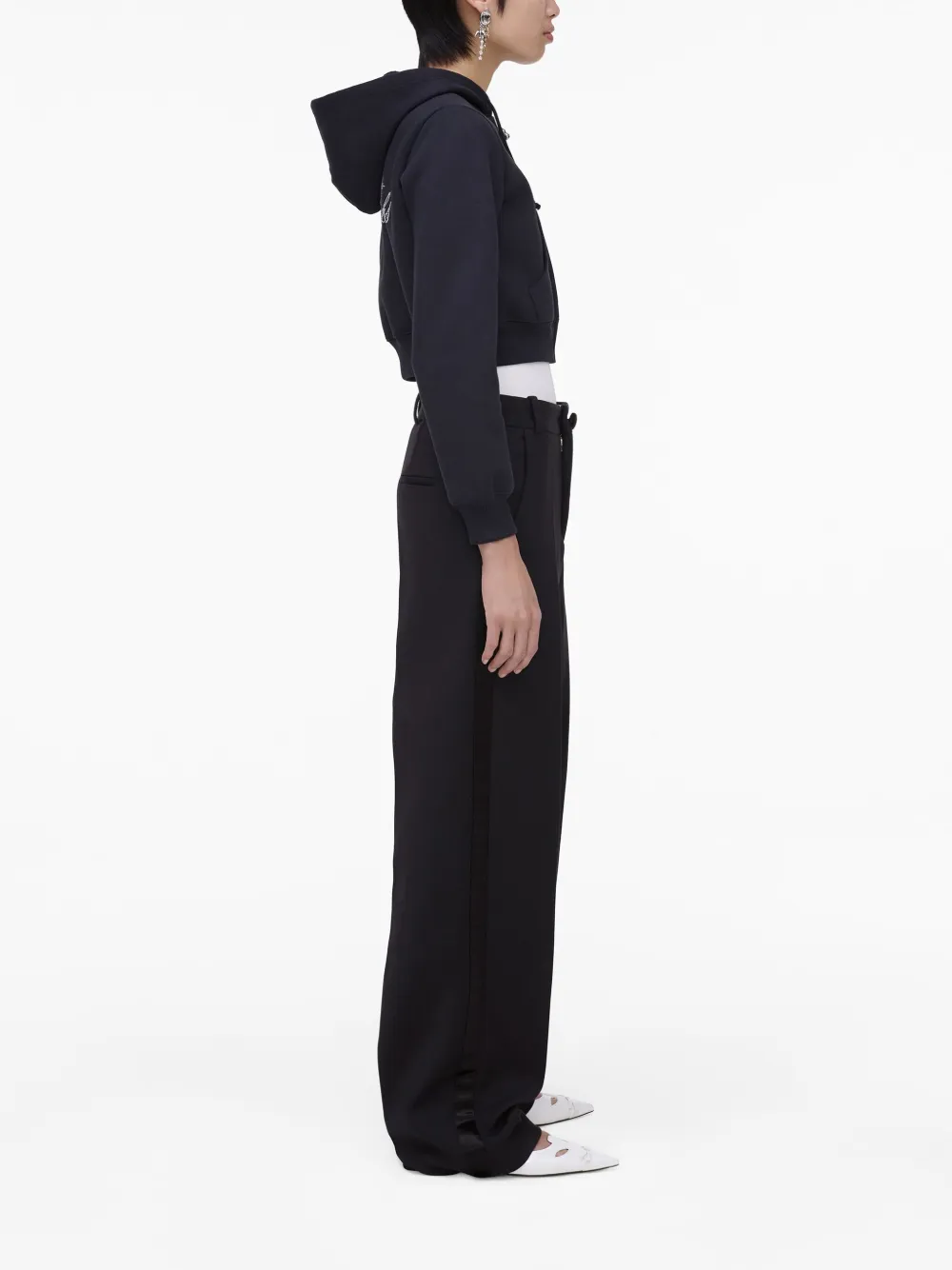 Marc Jacobs Women's Cotton Cropped Hoodie In Black