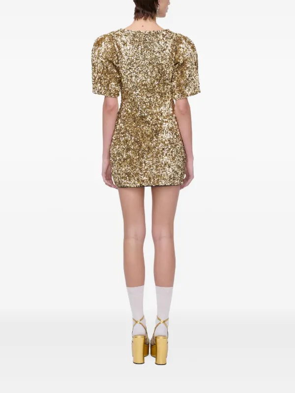 ワンピースその他 Marc Jacobs Gold mini dress with sequins Marc Jacobs sequin-embellished Mini Dress | Gold | FARFETCH