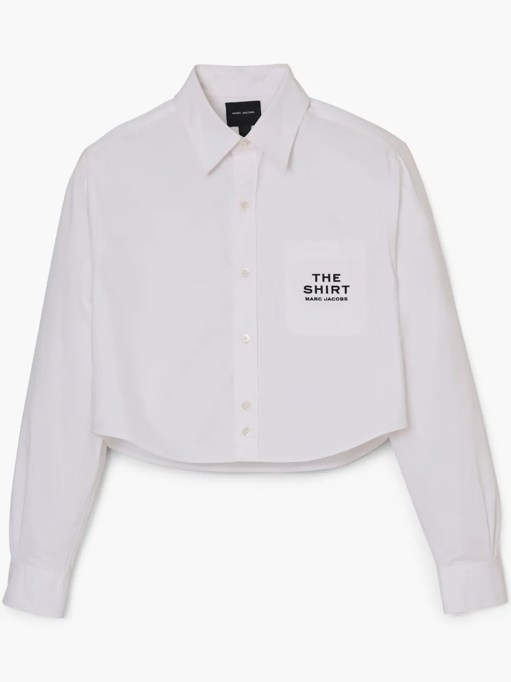 Marc Jacobs Womens The Cropped Text-embroidery Cotton Shirt White In White