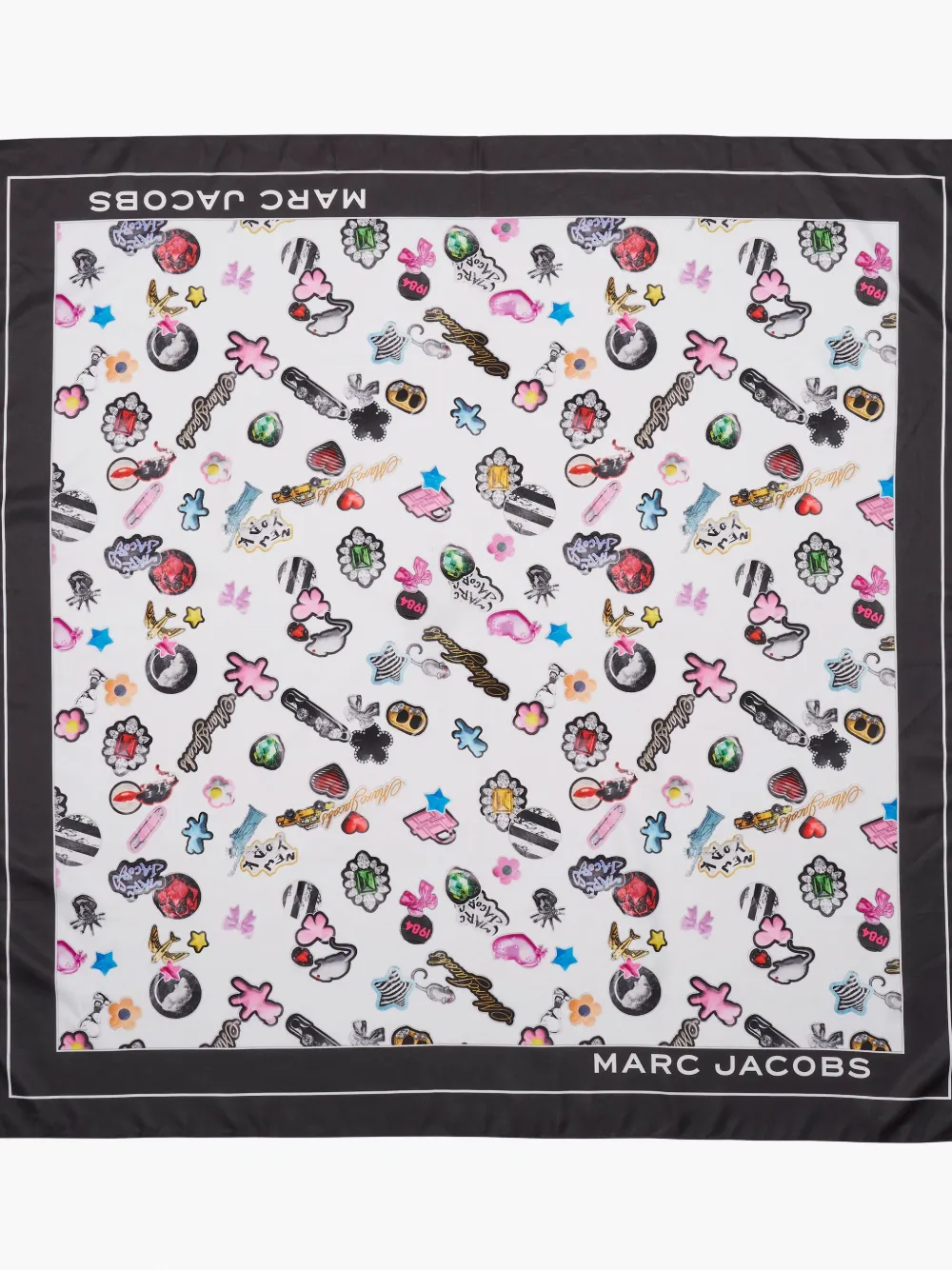 Marc Jacobs Multicolor Stick Print Scarf In White