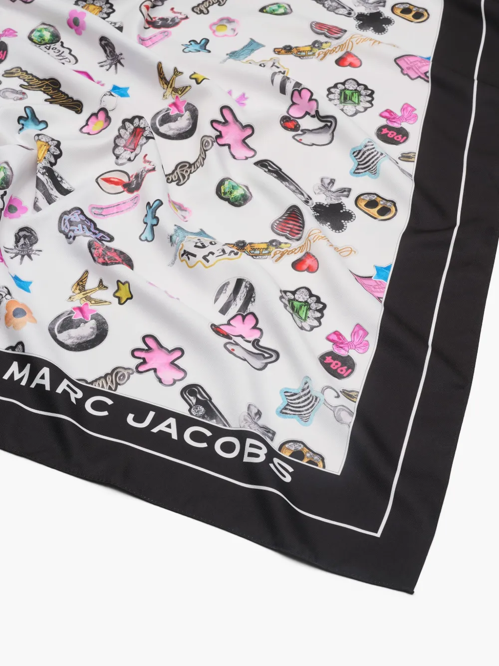 Marc Jacobs Multicolor Stick Print Scarf In White
