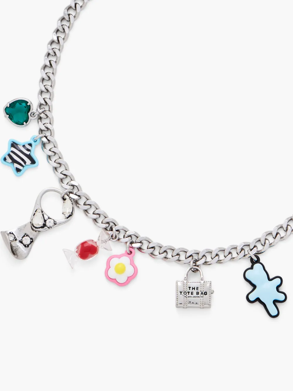 Marc Jacobs The Sticker Charm Necklace In Silver